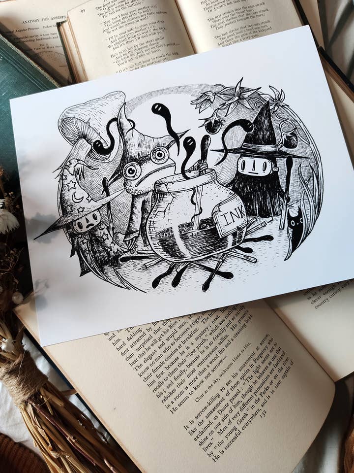 Impresión artística de pócima de brujas para venta al por mayor de Jon Turner Illustration