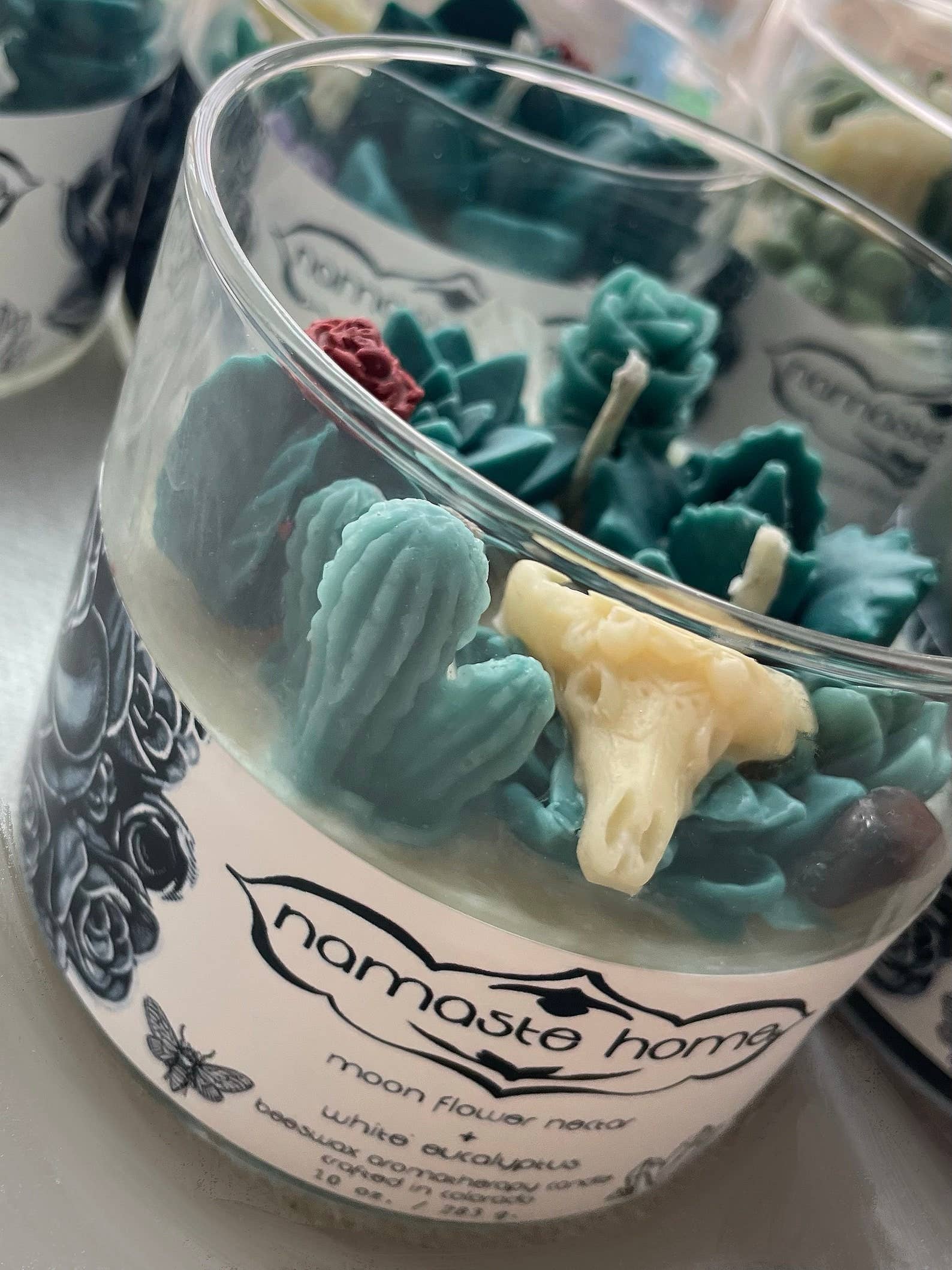 Namaste Home - Wholesale Jar/Filled Candle - Succulent Crystal Terrarium Candles, Echeveria Desert Candle9