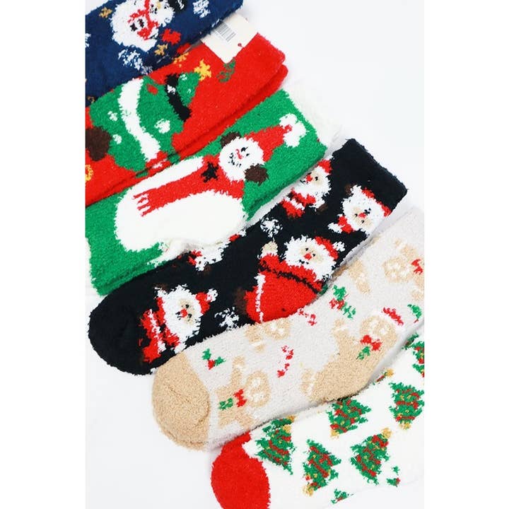 MIX COLOR Plush Cozy Christmas Theme Socks for wholesale on Faire