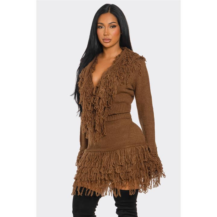 HiteJeans - Wholesale Top & Skirt Set - Women's - Fringe Knit Two Piece Set5