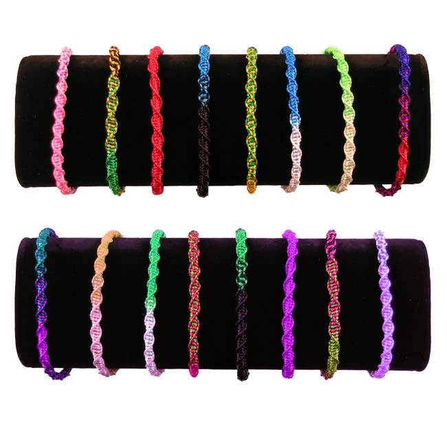Sanyork Fair Trade - Wholesale Woven/Braided Bracelet - Friendship Bracelets Spiral Cords Pack of 50 Assorted Bag