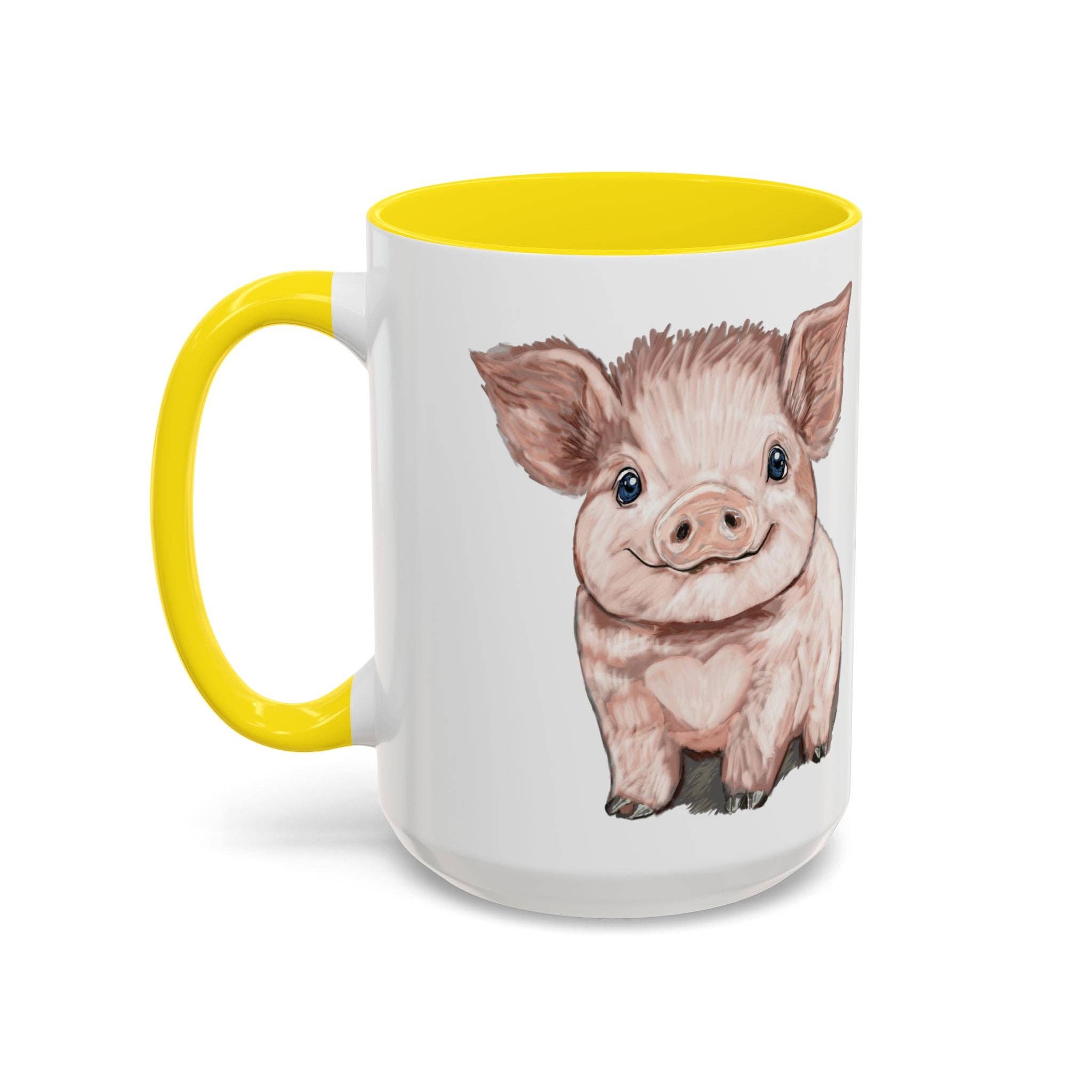 Blue Cava - Wholesale Coffee Mug - Adorable Piglet Two Tone Ceramic Mug - 11 oz & 15 oz45