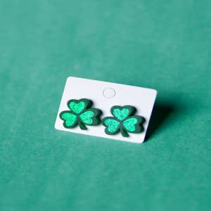 Saint Patricks Day Druzy Earring Box 4 Leaf Shamrock – Kate