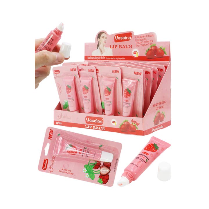 Cap Zone - Wholesale Lip Balm - Strawberry Scented Gel Lip Balm Squeeze Tube - 36 pcs