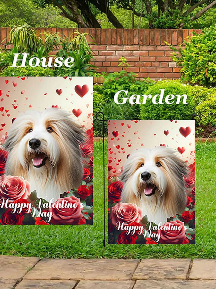 Bearded Collie Tan/White - Valentine Garden Flag for wholesale by Best of Breed Products