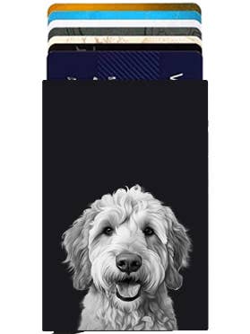 Porta Carte di Credito Inciso al Laser - Golden Doodle per la vendita all'ingrosso da parte di Etched Wallet Art