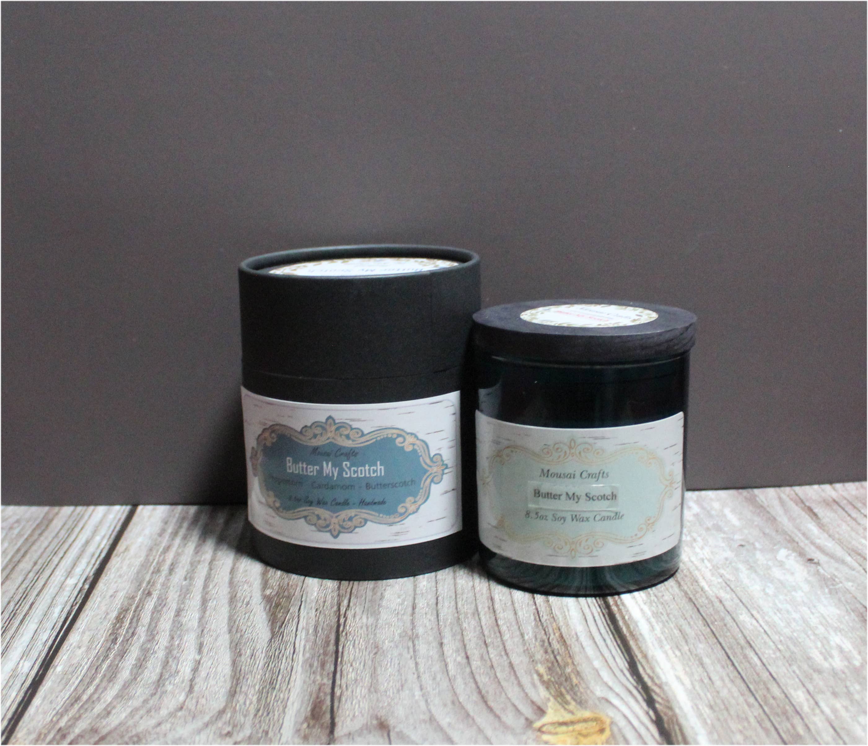 Mousai Crafts - Wholesale Jar/Filled Candle - Butter My Scotch 8.5oz Soy Wax Candle8