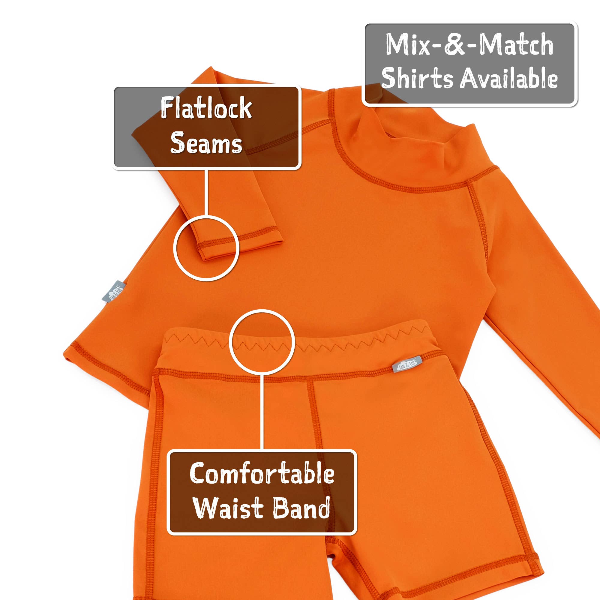 Jan & Jul - Wholesale Swim Shorts - Kids - Tangerine | Kids UV Swim Trunks5