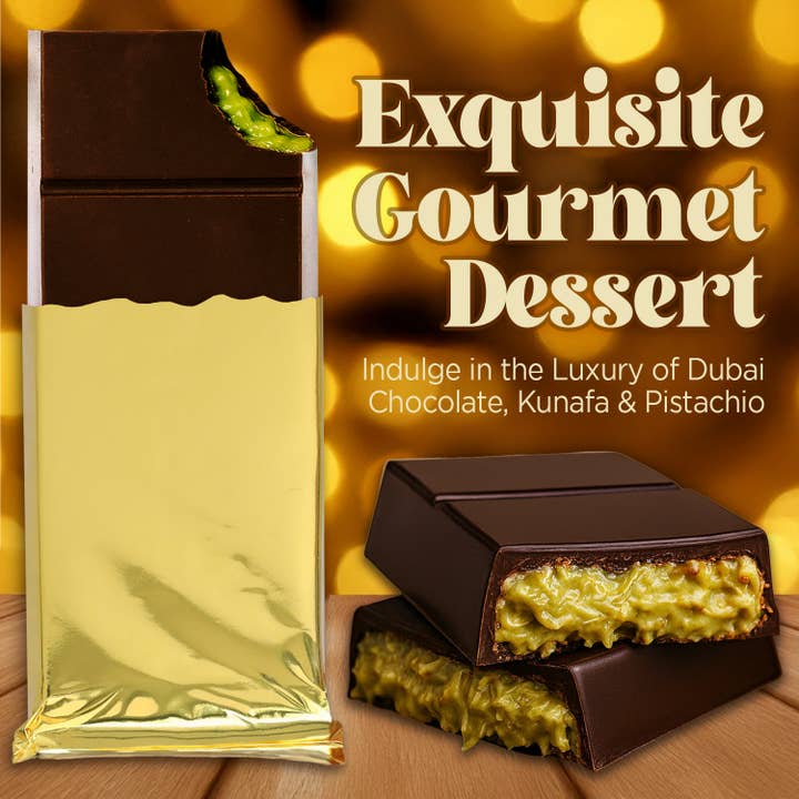 Ceres Gourmet - Wholesale Chocolate Bar - 3.5 oz Dark Dubai Chocolate Bar Pistachio - Gift-Ready Pack4