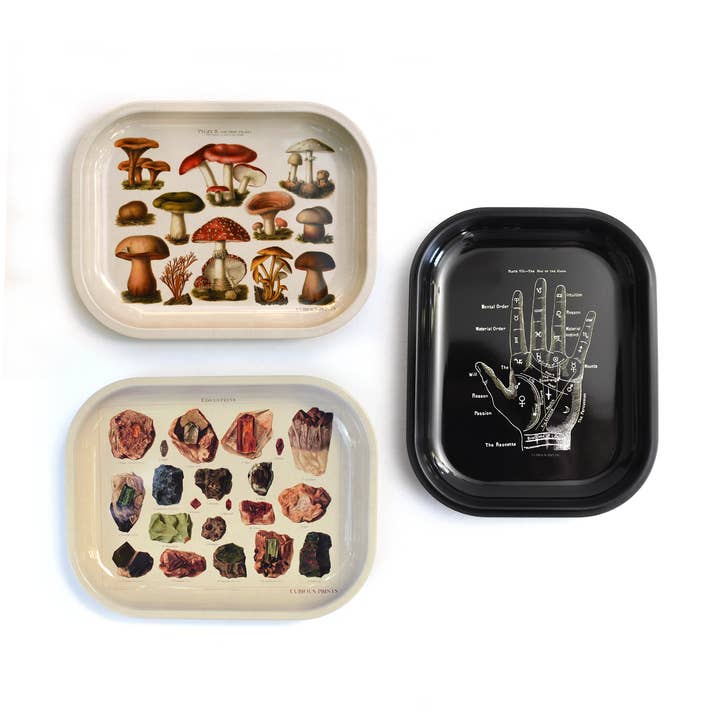 Curious Prints - Wholesale Decorative Tray - Small Metal Palmistry Trinket Tray / Palm Reader
