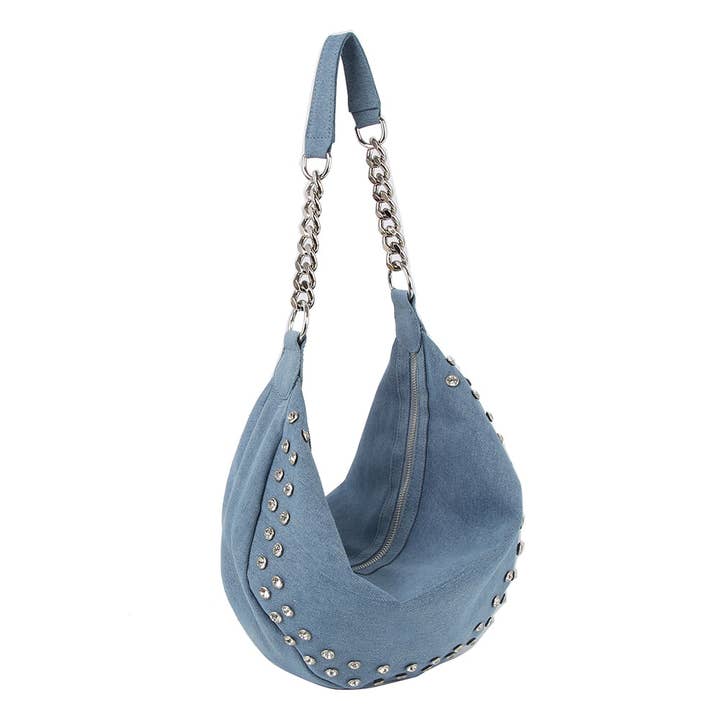 Handbag Factory Corp - Wholesale Shoulder Bag - Women's - Rhinestone studded chain hobo bag
