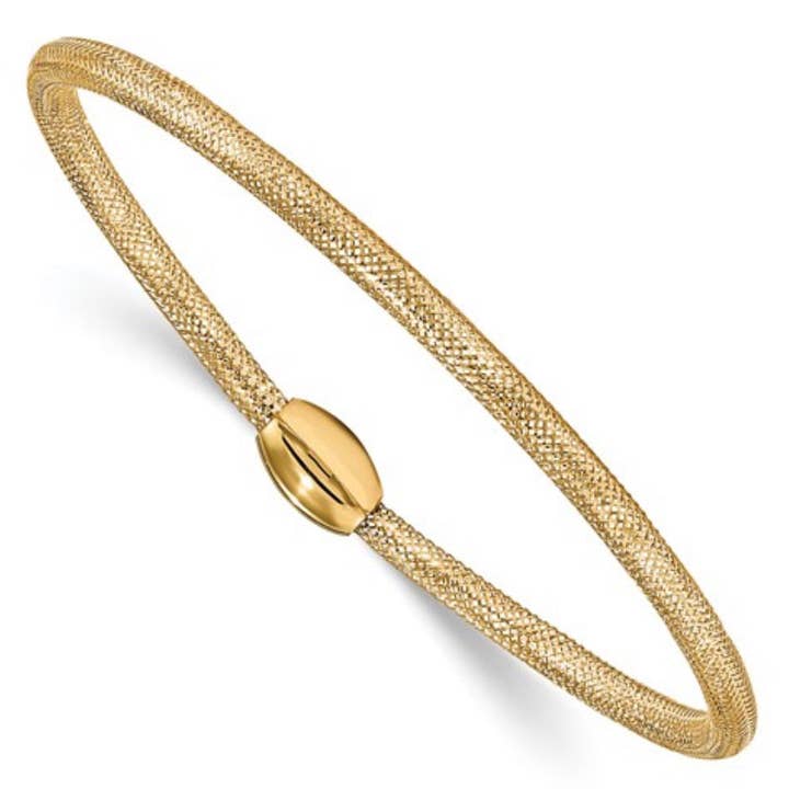 AlkemeGold - Wholesale Bangle Bracelet - The Olivia - 14K Polished Mesh Stretch Bangle