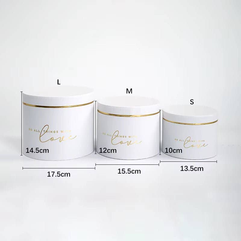 Elegant Design Supply - Wholesale Gift Box - Gold Rim Round Flower Gift Box11