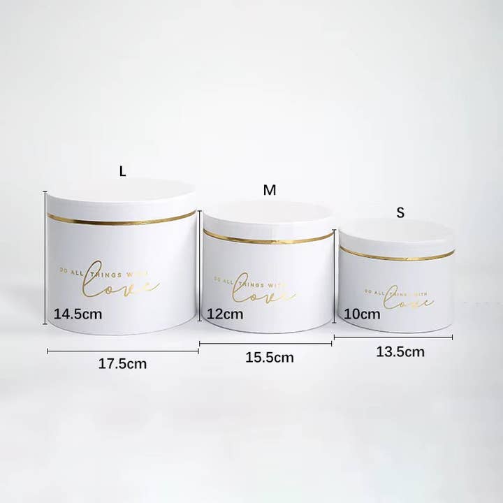 Elegant Design Supply - Wholesale Gift Box - Gold Rim Round Flower Gift Box11