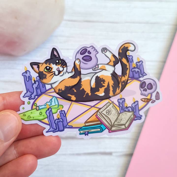 Adesivo de vinil Pentagram Calico Cat, 3,5xs.6" por atacado de Chez Louie Designs