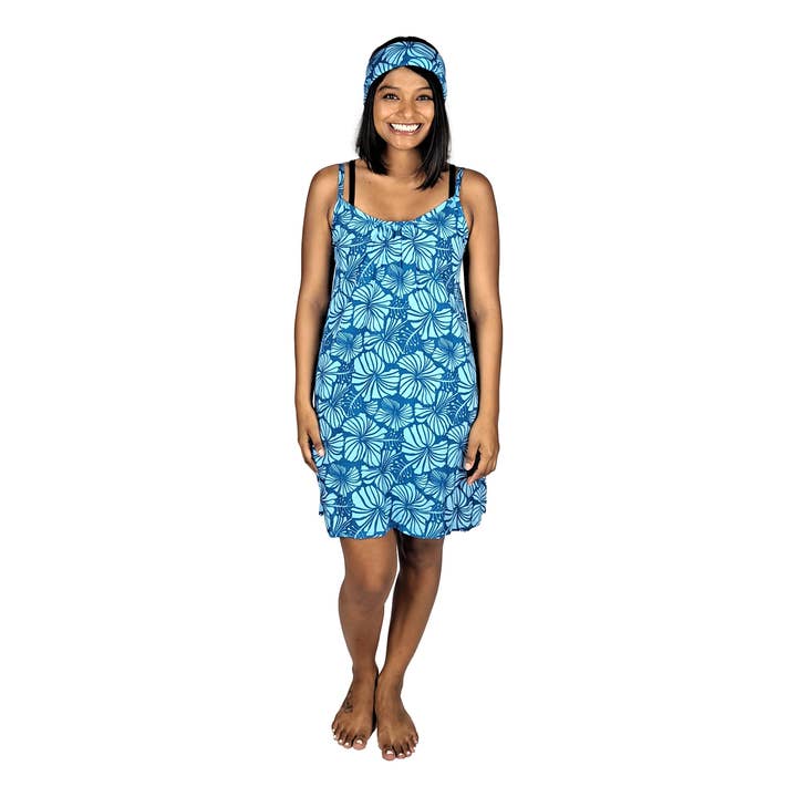 Island Style Clothing Co by Akamai Distribution Ltd - Wholesale Bandana - Women's - Bandana Blue Hibiscus Lightweight Rayon 21 x 21 5