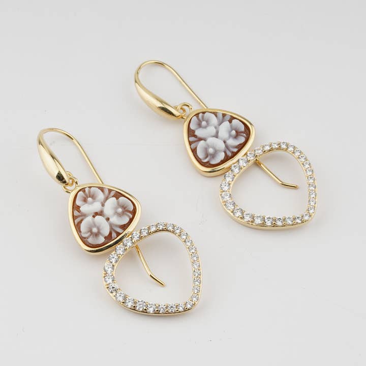 Cameo-Blumen-Ohrring-Set mit Zirkon für den Großhandel von octave paris