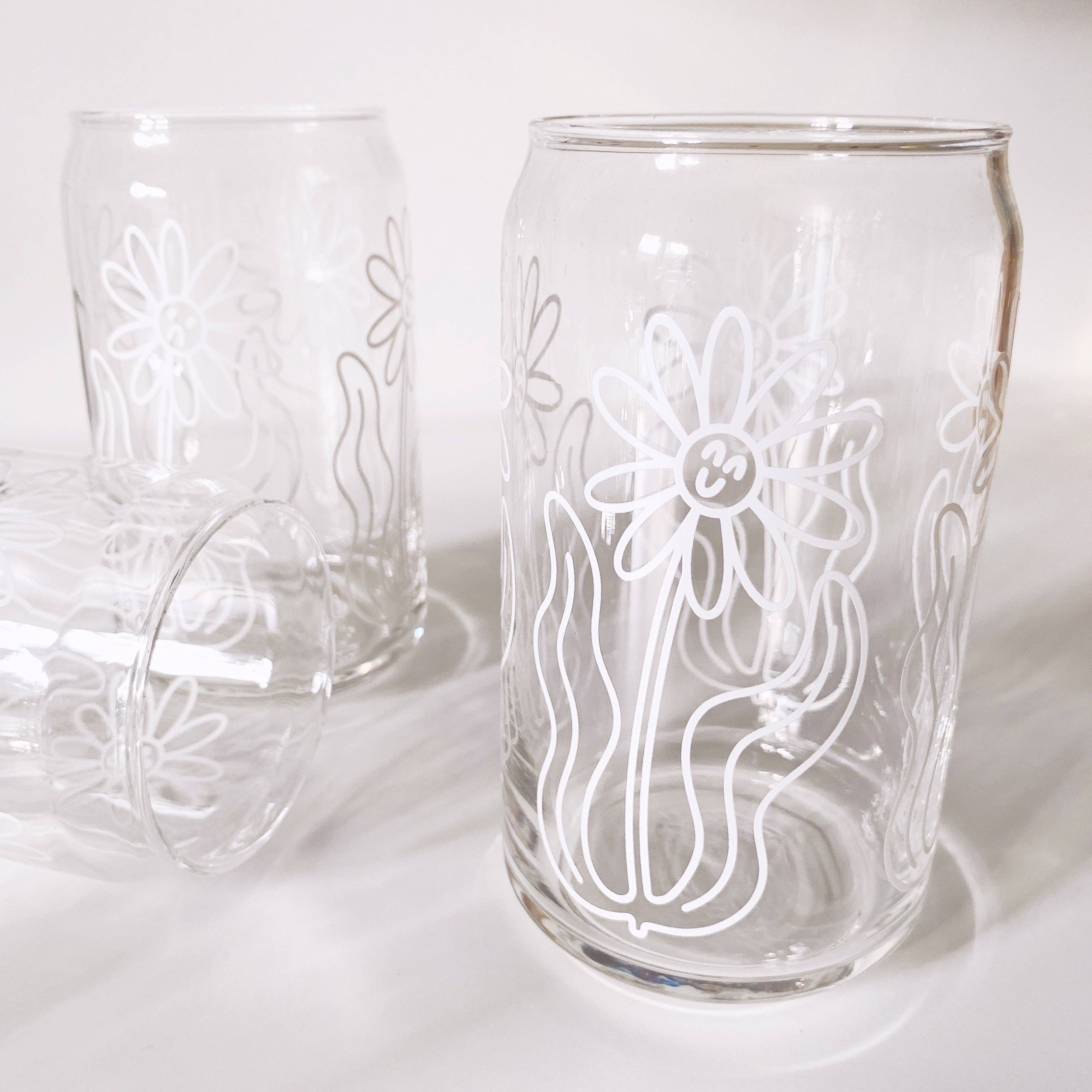KANDS.CO - Wholesale Drinking Glass/Cup - Moody Florals Can Glass2