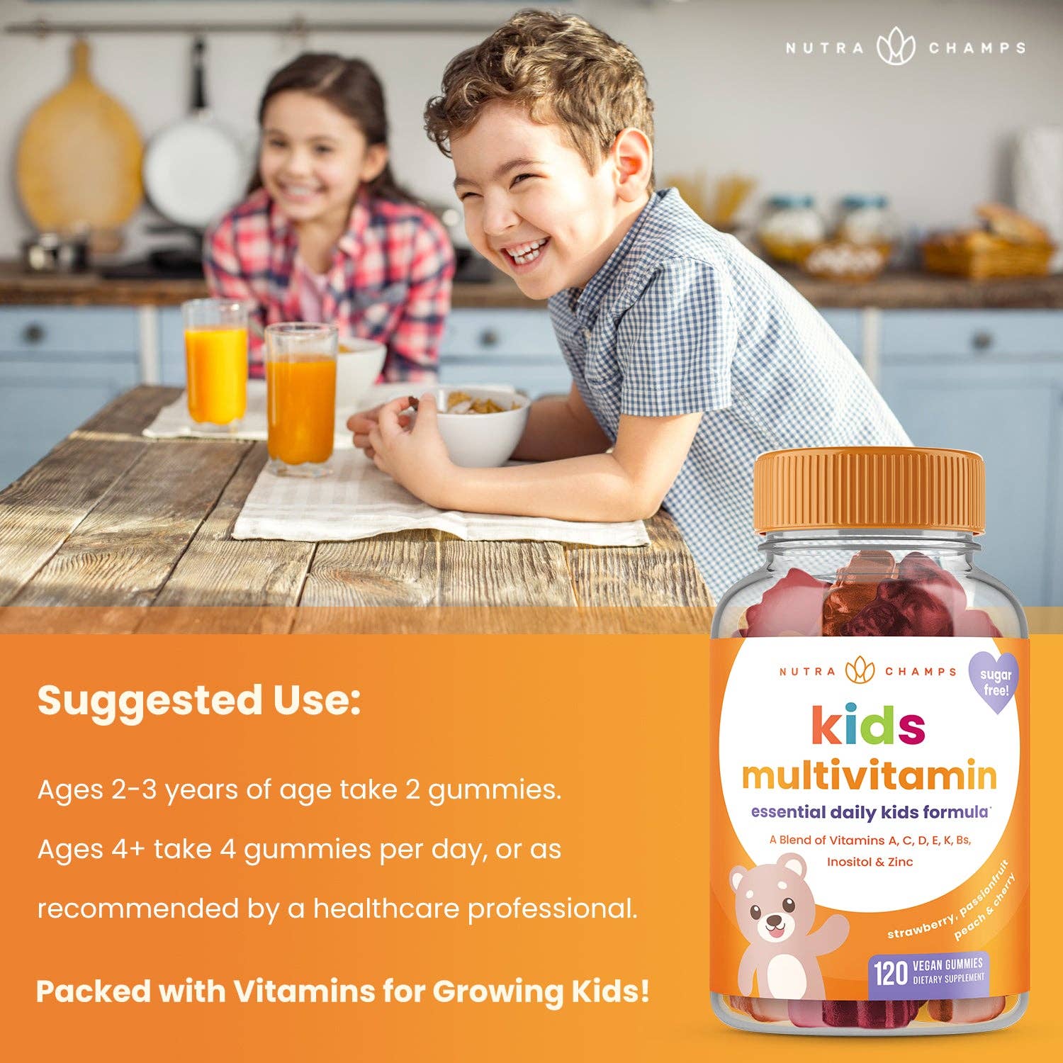 NutraChamps - Wholesale Oral Supplement/Vitamin - Kid's Multivitamin Gummies - Vitamins A, B, C, D3 and more2