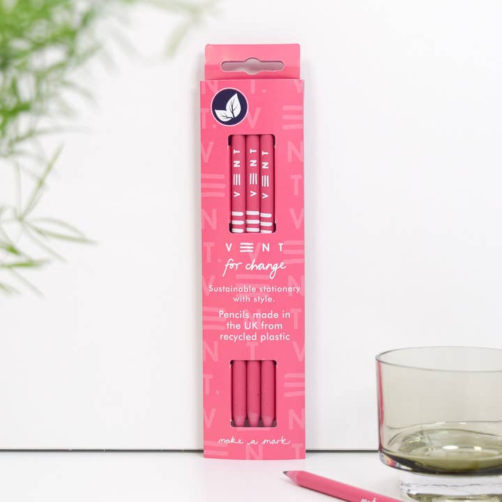 Pencils Pack of 3 recycled - Make a Mark Pink for wholesale by VENT for Change