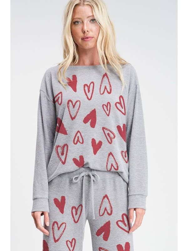 Ensemble de vêtements de détente en tissu brossé doux en forme de cœur pour la vente par Lemon Tree