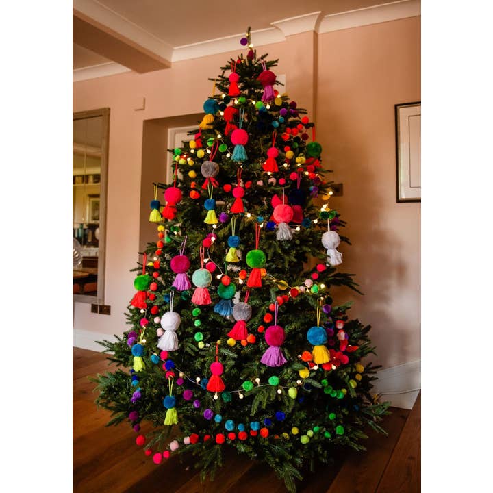 PomPom Galore - Wholesale Decorative Tassel/Wall Drop - Jumbo Pom Pom & Tassel Swag Magenta & Lilac1