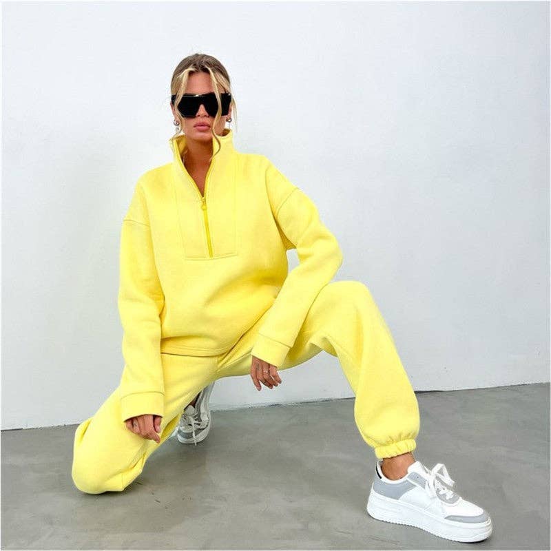 UZ Wholesale Store - Wholesale Tracksuit - Women's - Solid Color Long Sleeve Stand Collar Zip-Up Sports Suit6