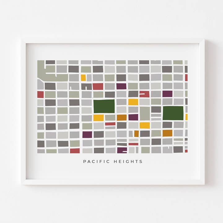 Carte artistique minimaliste de San Francisco Pacific Heights pour la vente par Faraway Places Paper