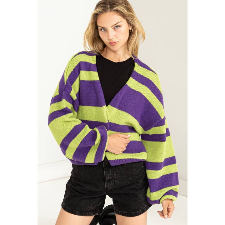 Gilet ouvert à rayures confortables pour la vente par Double Zero