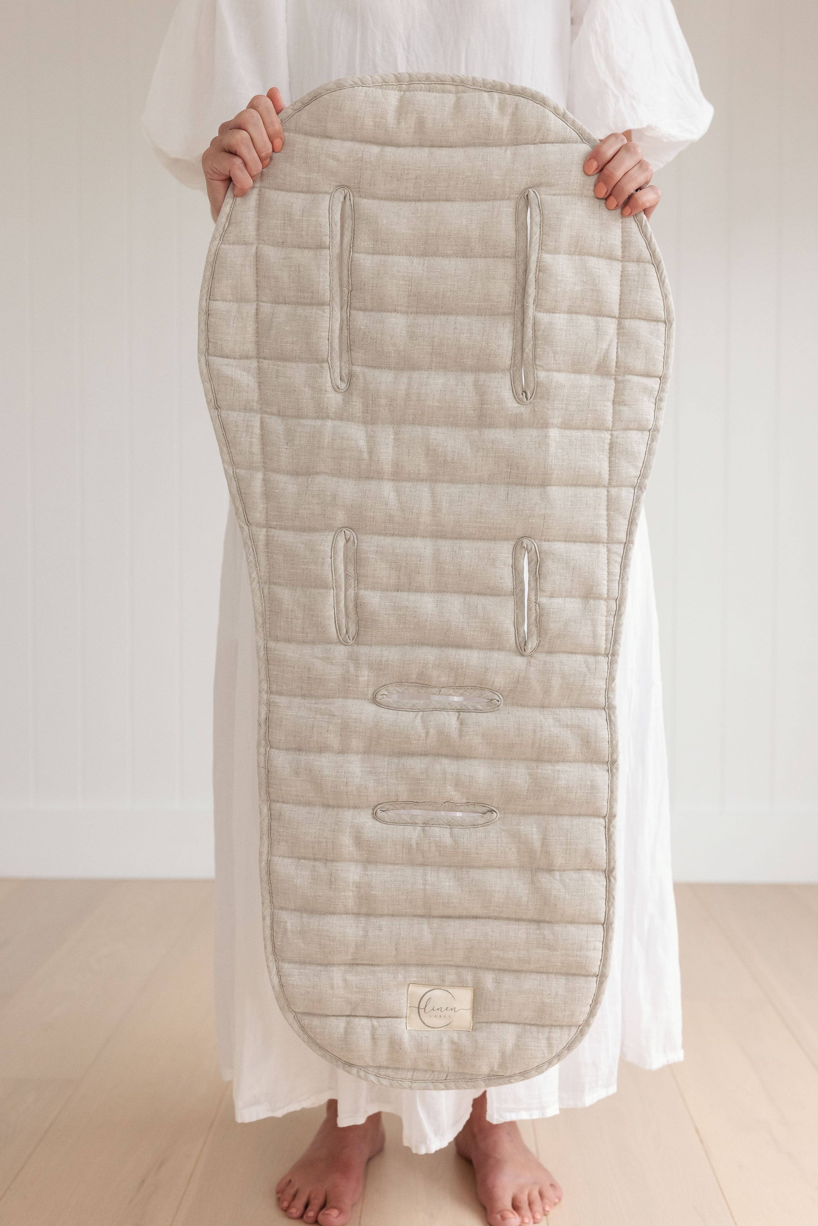 Beige Oatmeal & Stripe - Pram Liner- Stripe quilt for wholesale on Faire2