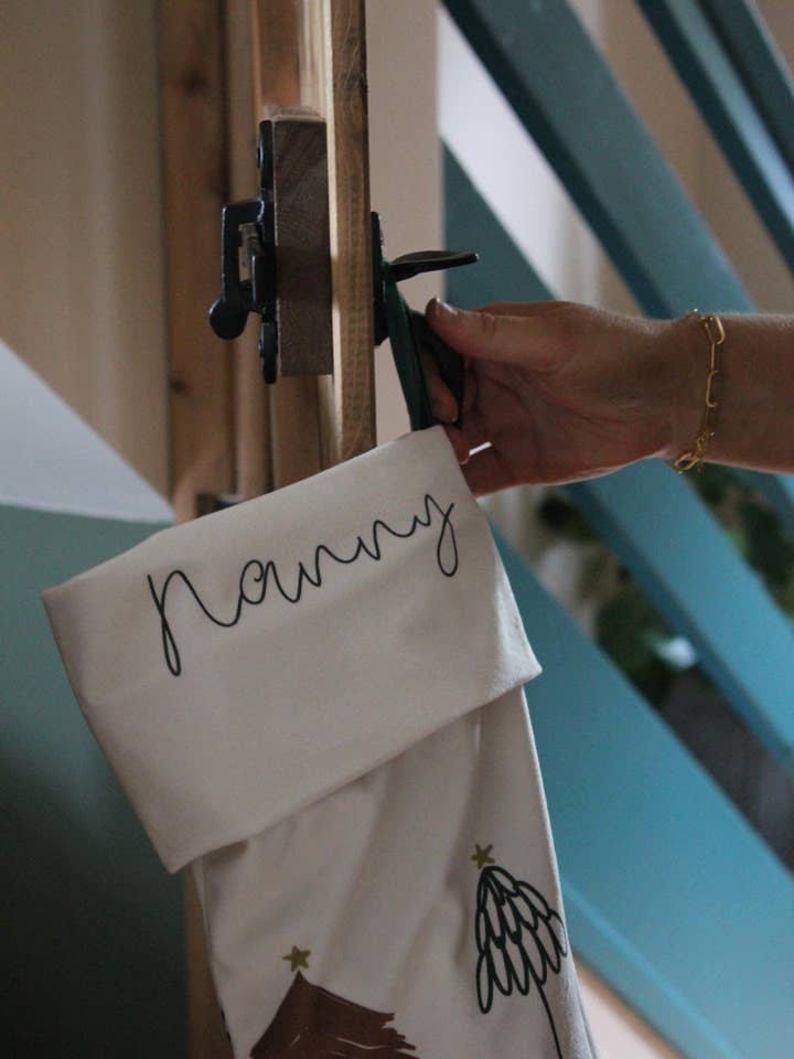 Personalised Christmas Stocking- Velvet Christmas Trees for wholesale by Dottie Wombat