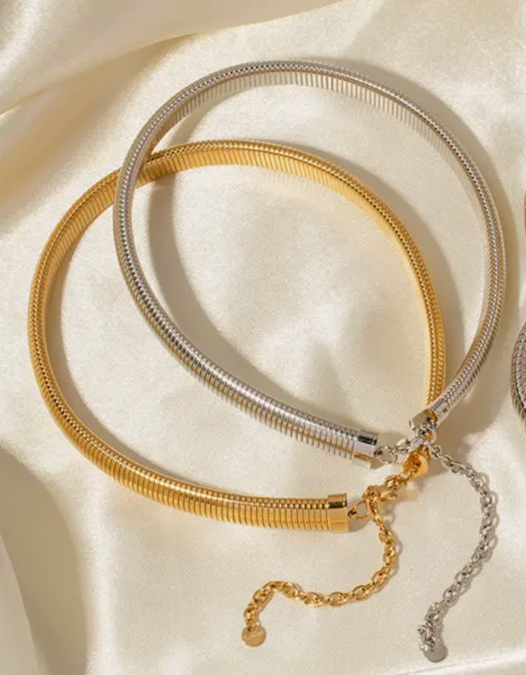 HoopLa - Wholesale Choker/Collar - Tobogas, Cobra Omega Collar Necklace- Steel4