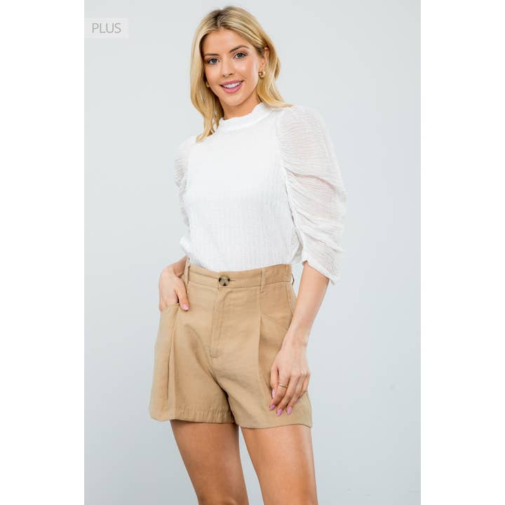 THML - Wholesale T-Shirt - Women's - /Size XL/ Ruched Sleeve Textured Top1