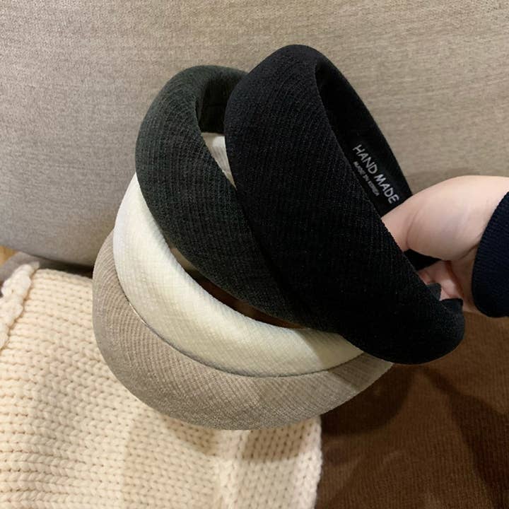 ACCITY - Wholesale Fashion Headband - Women's - Ribbed Sponge Wide Headband Retro Look_CWAHA081977