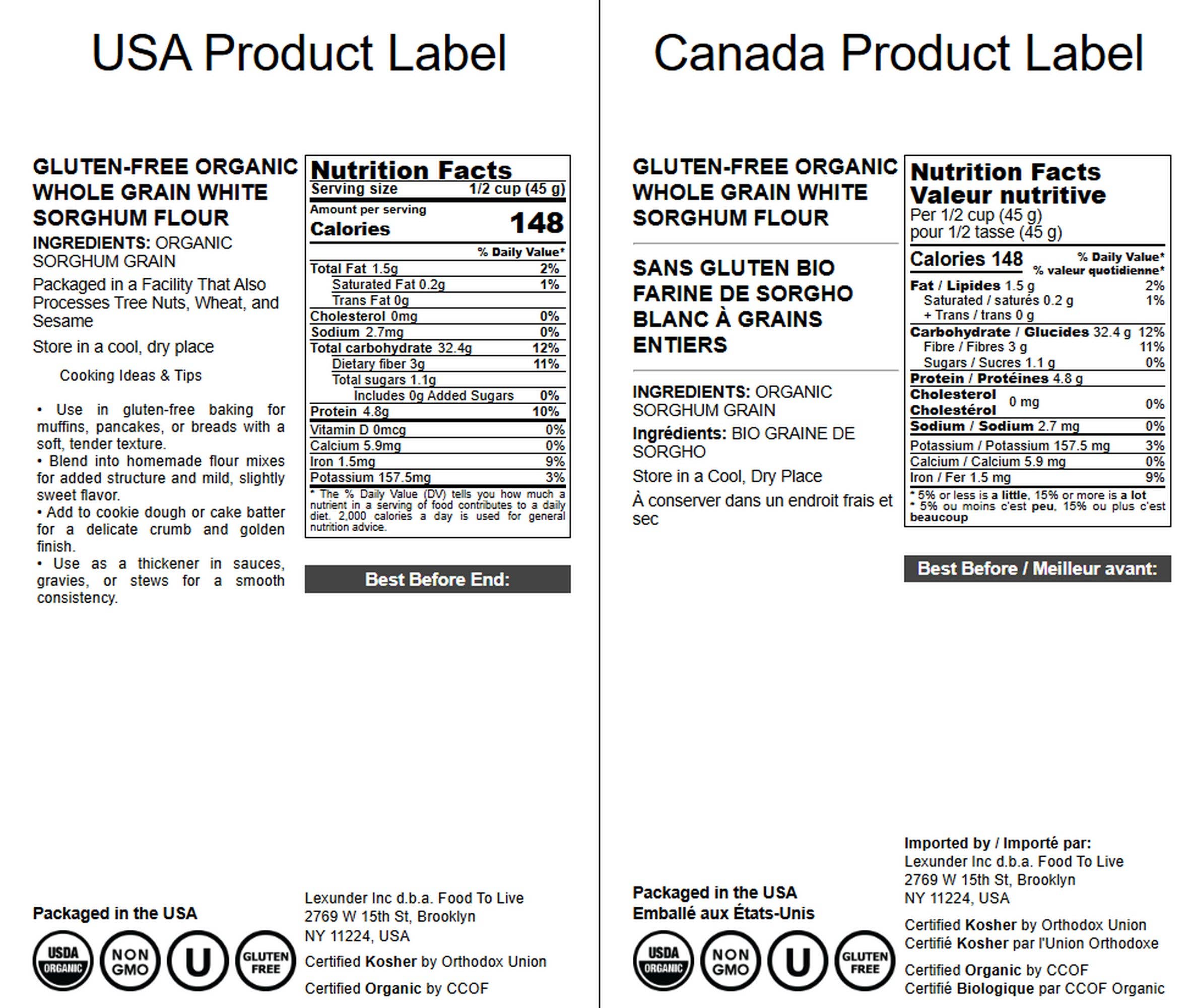 Food To Live - Wholesale Flour - Gluten-Free Organic Whole Grain White Sorghum Flour – by Food to Live2