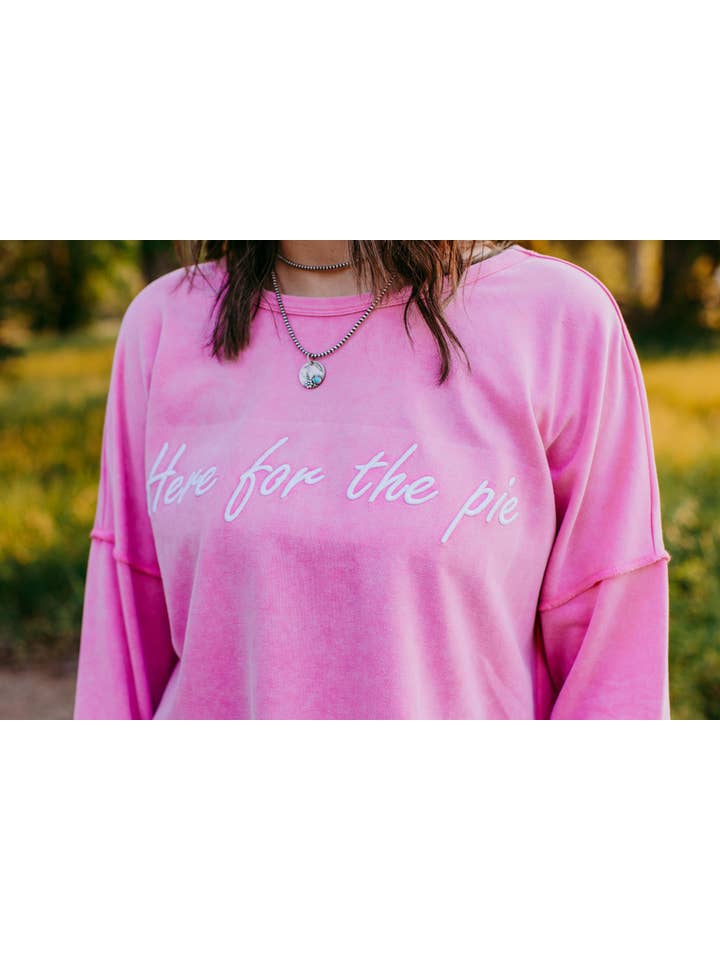 MK436 Acid washed Raised Embroidery Sweatshirt - Pink for wholesale on Faire1