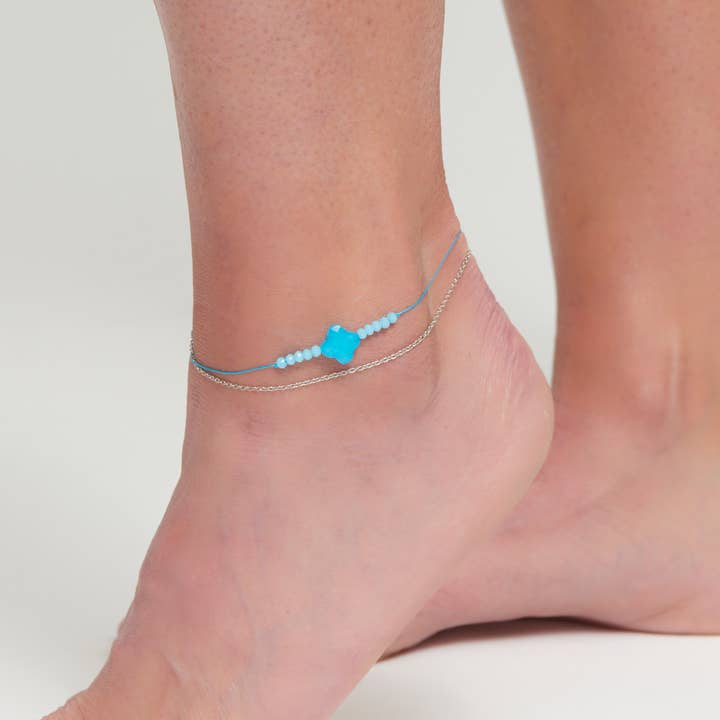 Elsie & Zoey - Wholesale Anklet - Beaded Anklet Layered Sea Glass Beach Jewelry - Sale