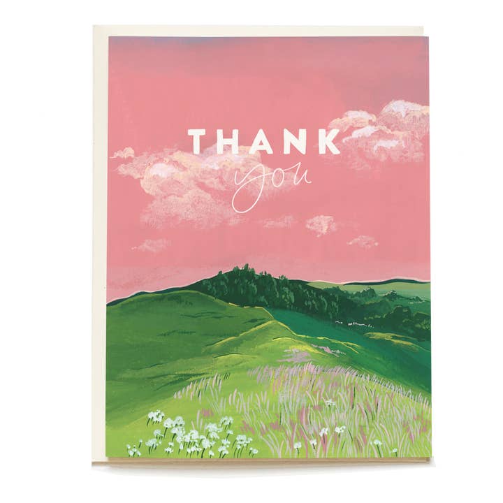 Carte de vœux de remerciement avec vue sur le coucher du soleil pour la vente par Pen + Pillar