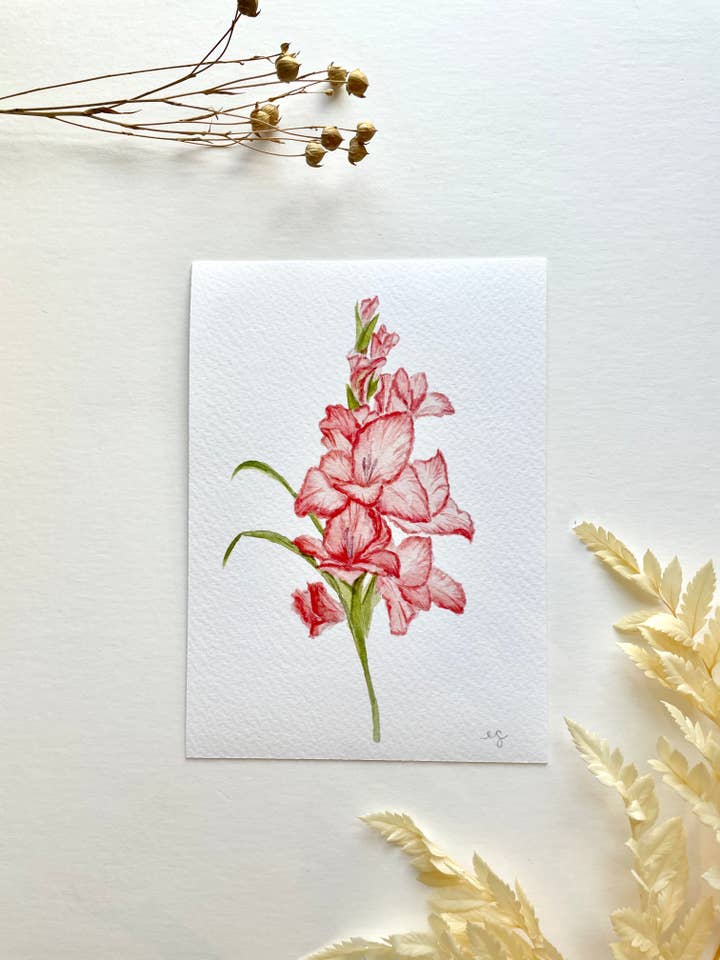Kunstdruck „Gladiolus, Geburt des Augusts“ für den Großhandel von Ellen Schaefer Art