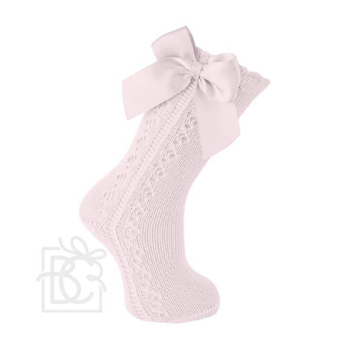 Carlomagno - Wholesale Socks - Kids - Scottish Yarn Openwork Bow Kneehigh Socks