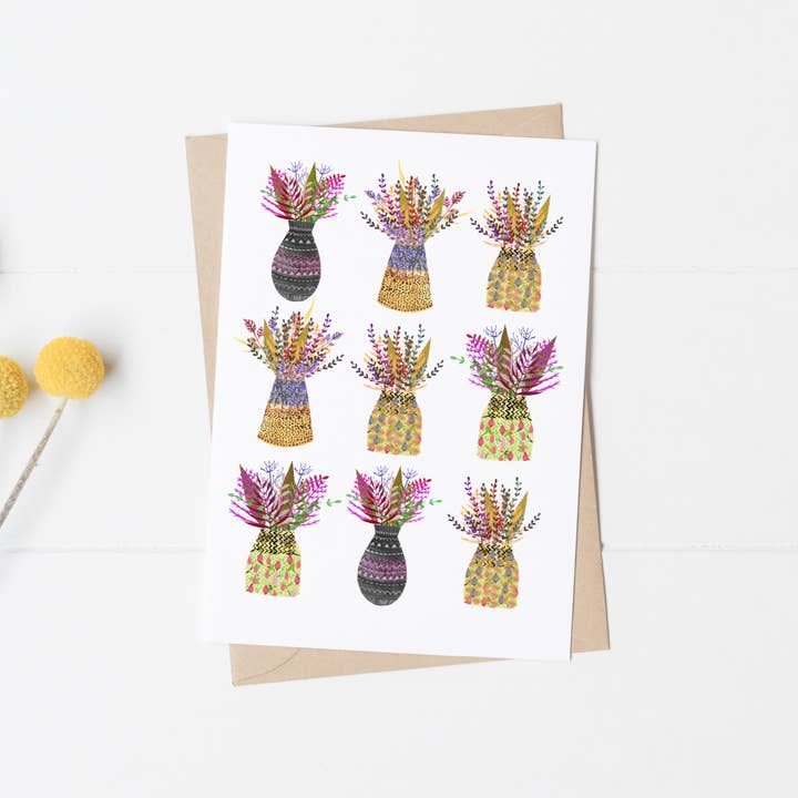 Ff108 Floral Card for engroshandel hos Angela Savage Illustration