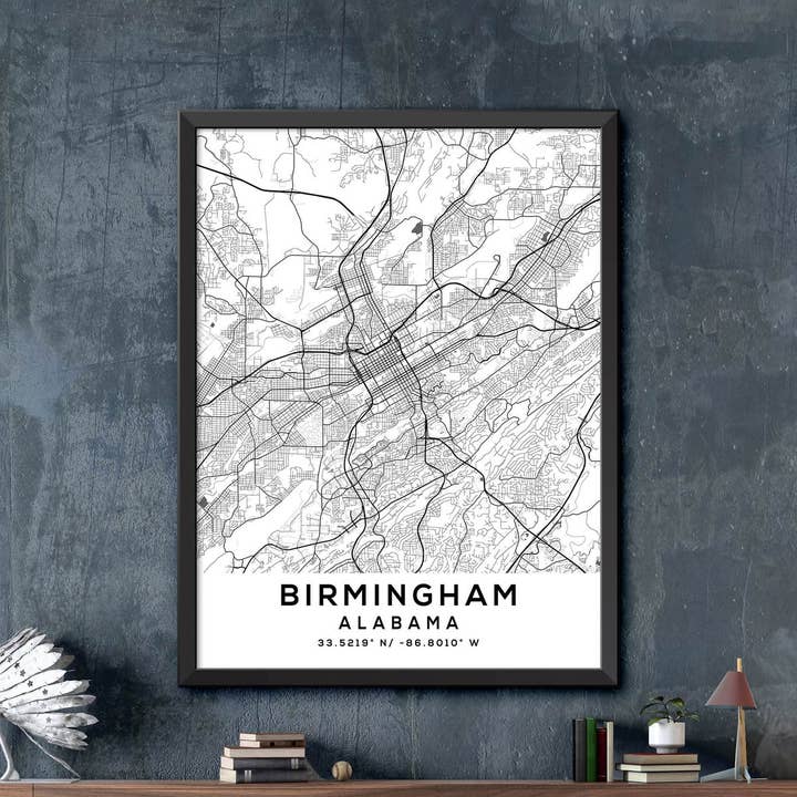 Mapa de Birmingham, Alabama para venta al por mayor de Artable