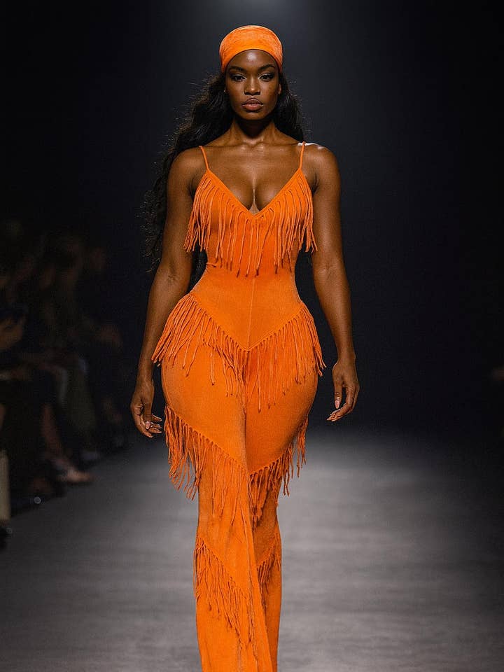 Orange Soda MINERAL WASH TIERED FRINGE JUMPSUIT WITH HEADBAND for wholesale on Faire0