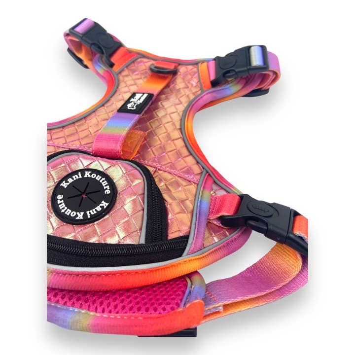 Kani Kouture - Wholesale Pet harness – Dog - Fuchsia Meadows - Adventure Leather Harness2