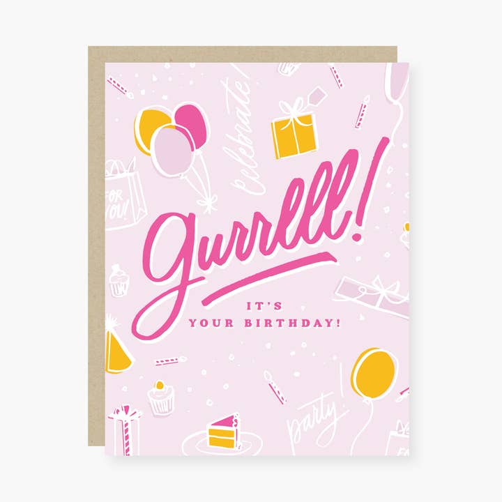 2021 Co. x Holiday Junkie guurrllll it's your birthday birthday card for wholesale by 2021 Co.