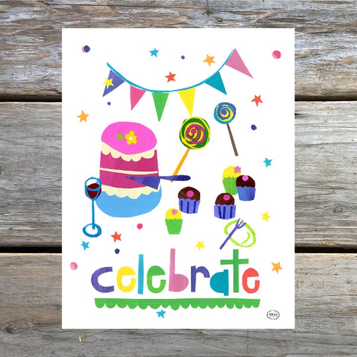 Natasha Zahn Studio - Wholesale Birthday Card - Celebrate Note Card