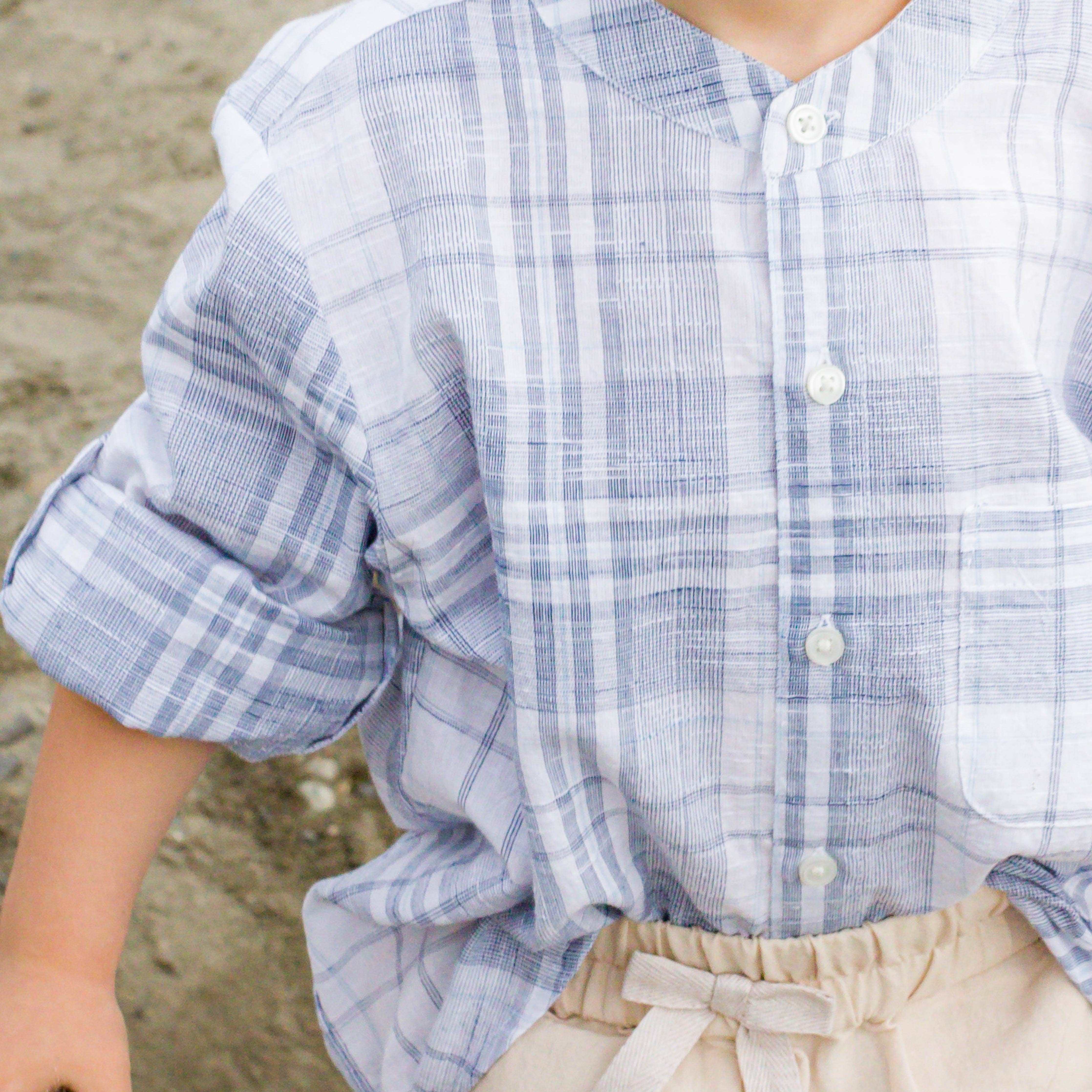 Beet World - Wholesale Button Down Shirt - Kids - James Shirt - Blue-slub Check2