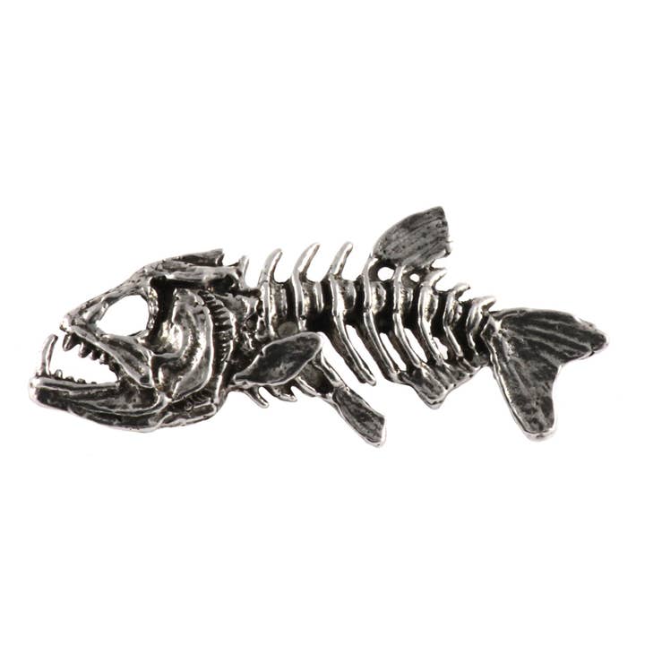 Creative Pewter Designs - Wholesale Lapel Pin/Button - Striped Bass Skeleton Fish Fish Pewter Lapel Pin 1401