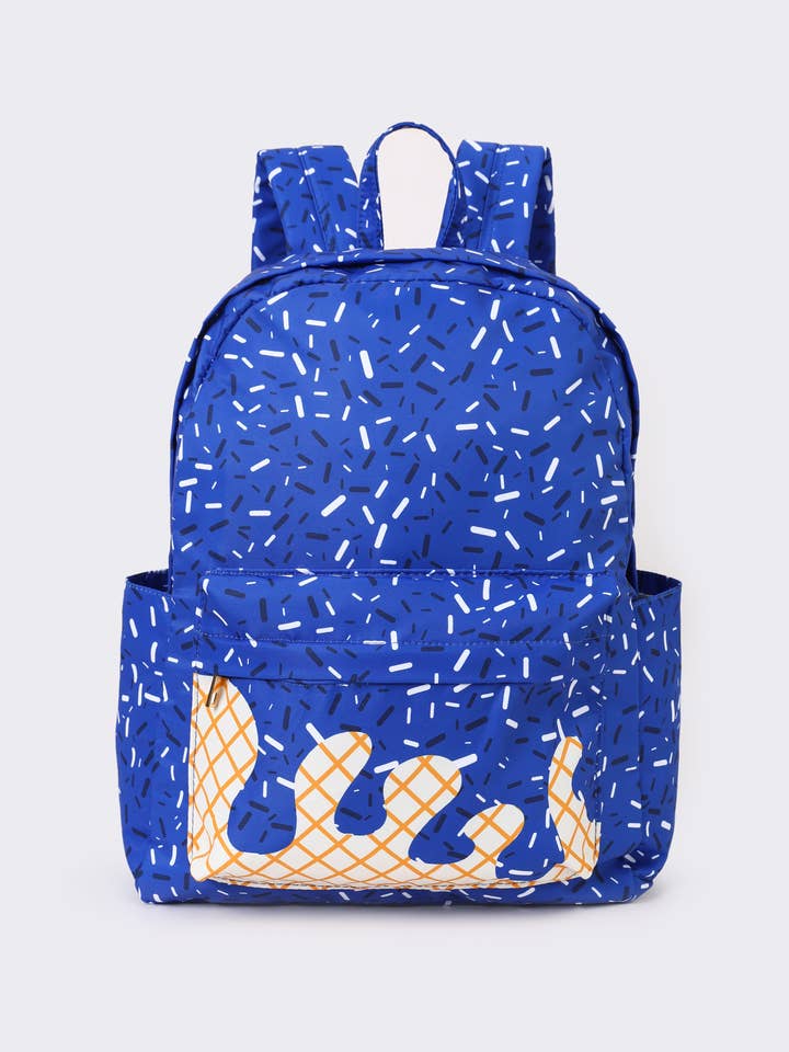 Blue Ice Cream Drip Kids Book Backpack for wholesale by sassy kids palace