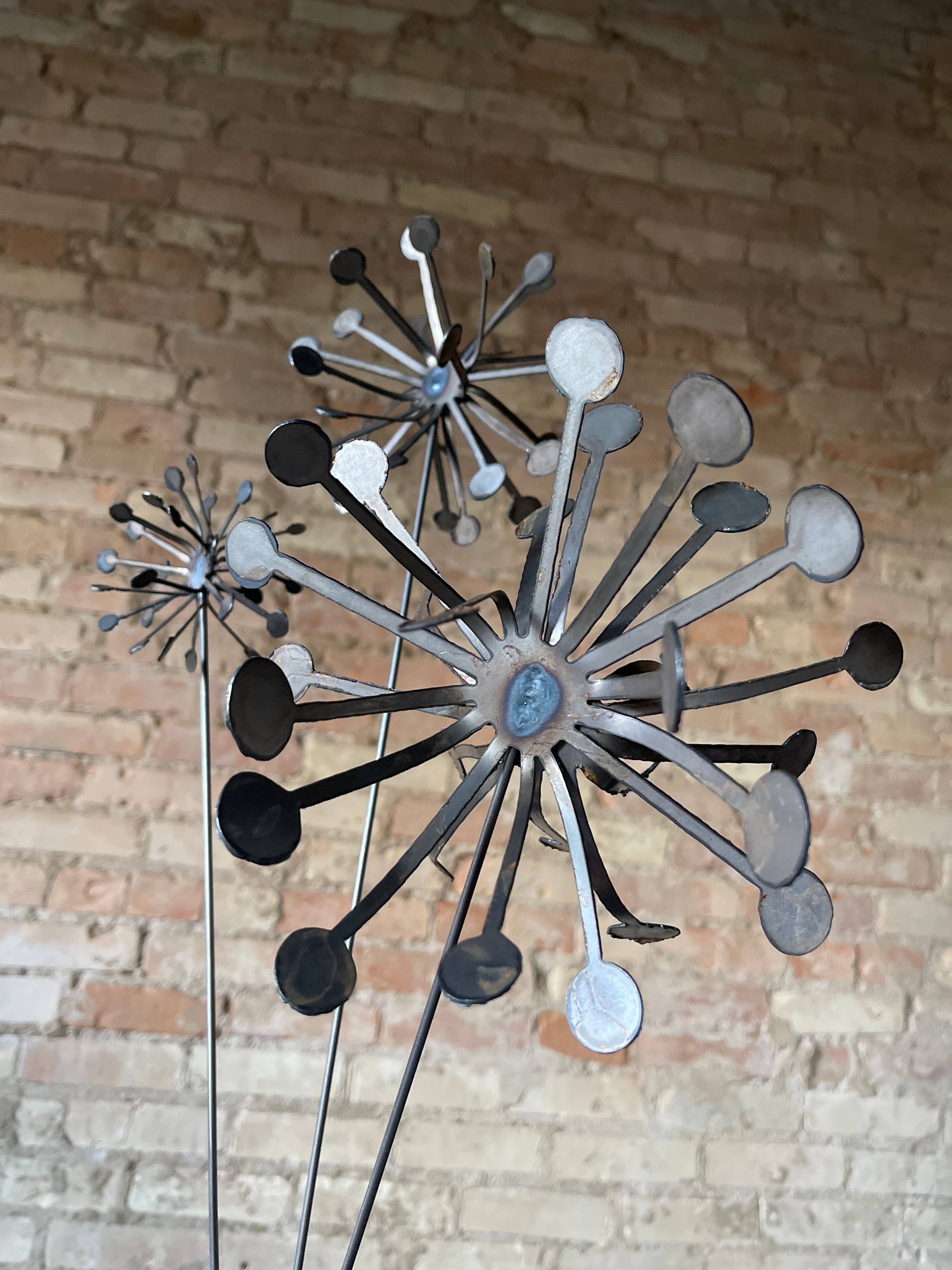 608 The Factory - Wholesale Outdoor Ornament/Decor - 3D Metal Dandelion Wish Flower Set of 24 Flowers3